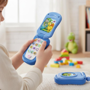 Musical Flip Phone Toy with Cartoon Sounds Lights – Interactive Early Learning Toy