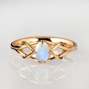Oval Moonstone Engagement Ring