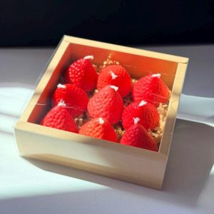 Strawberry Soy Wax Candle Set, 9 Scented Berry Bath Candles, Fruit Shaped Spa Decor