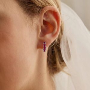 Natural Ruby Hoop Earrings