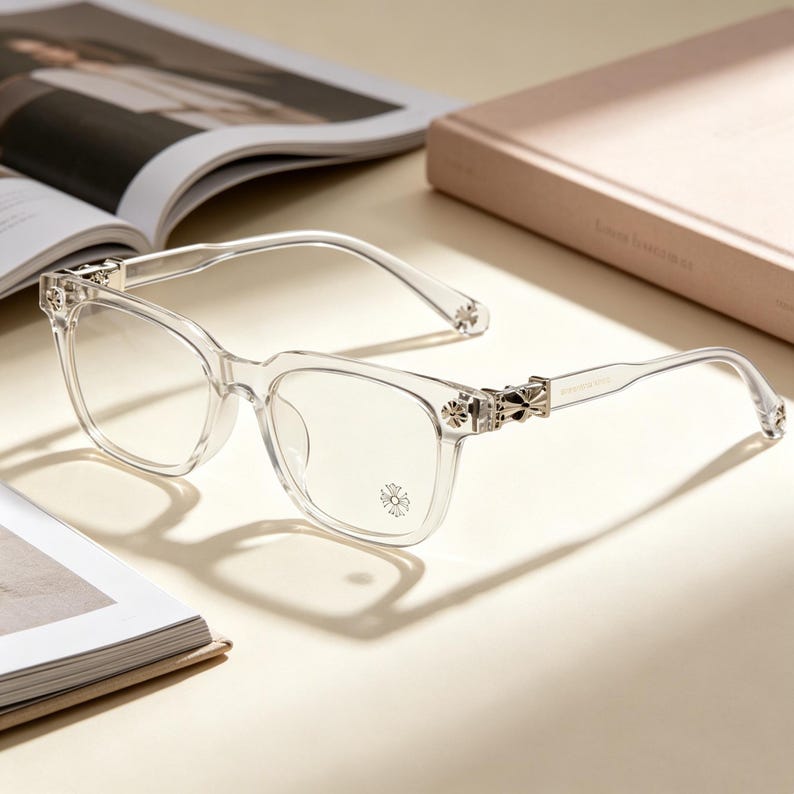 Gothic Cross Glasses Frame Vintage Punk Eyewear, Clear Square Glasses Frame, Transparent Eyeglasses