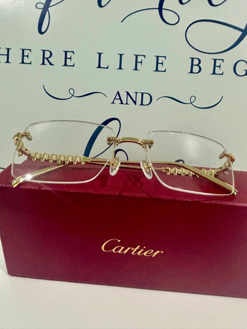 Cartier Clear Lens Glasses, Vintage Style Gold Frame Eyewear Gift For Her, Mother Day Gift