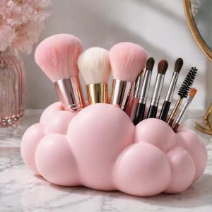 Cloud Makeup Brush Holder | 3D Printed Vanity Organizer, Minimalist Cosmetic Storage