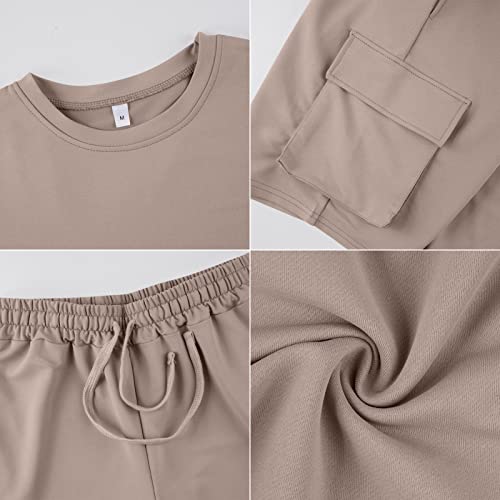 Drop Shoulder Cargo Shorts Set