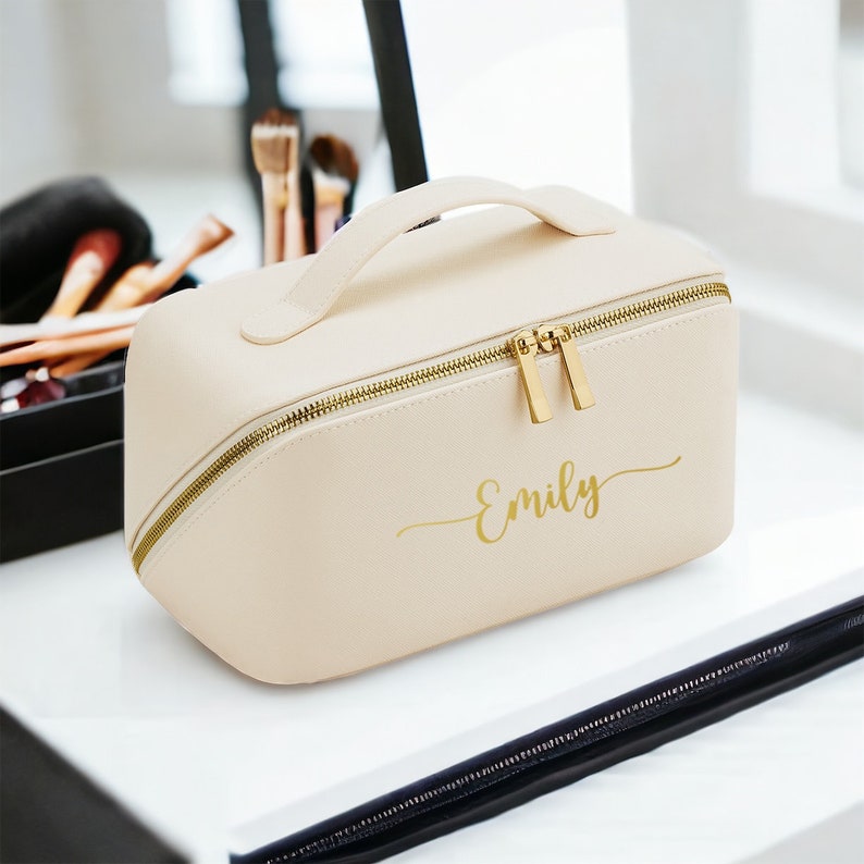 Personalised open flat cosmetic bag, custom makeup bag, personalized gift for her