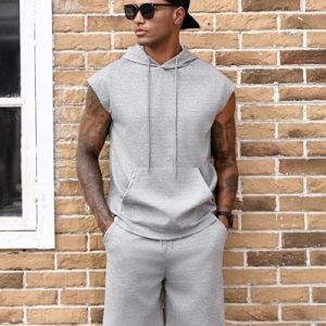 Sleeveless Gym Hoodie Set