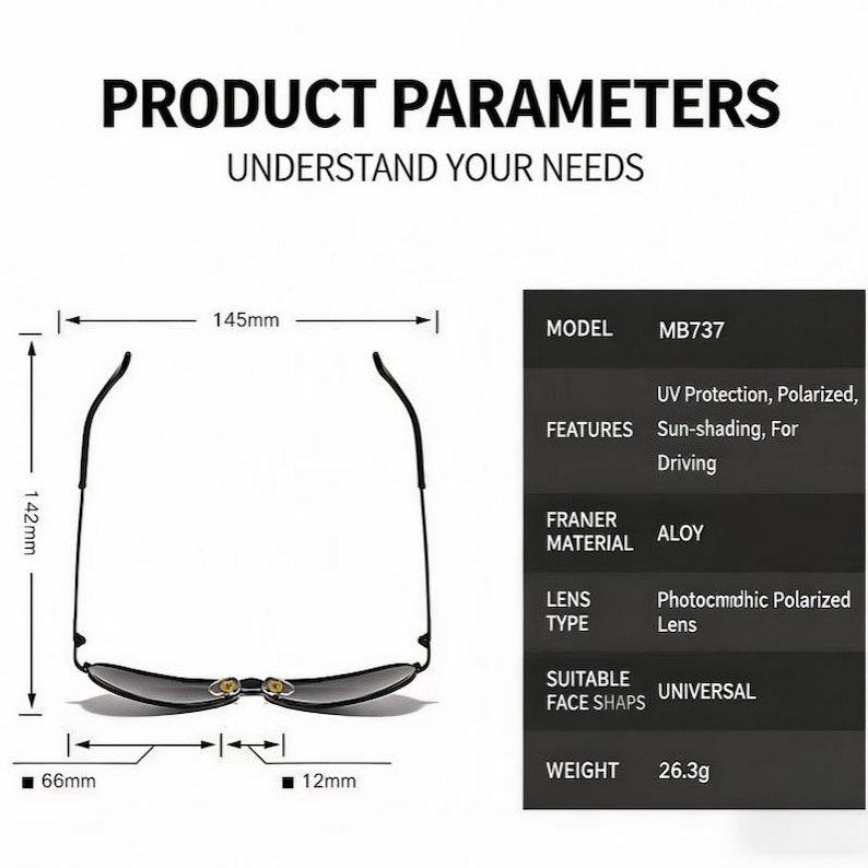Mercedes-Benz Inspired Semi-Rimless Polarized Sunglasses for Men, UV400 Protection Gold Frame