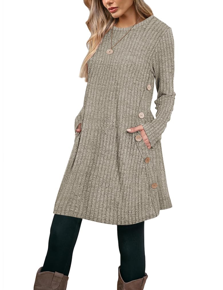 Ribbed Sweater Dress with Pockets