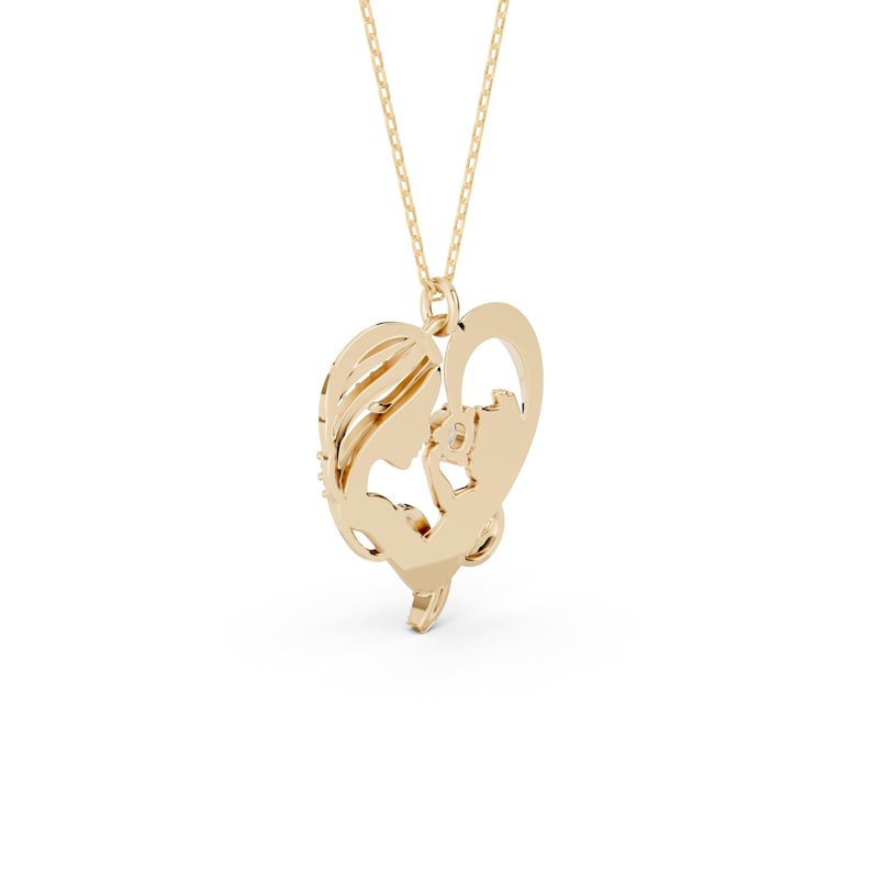 Gold Mother & Child Heart Necklace