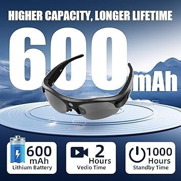 4K HD Sport Camera with WiFi, Camera Sunglasses with UV400 Protection Polarized Lenses+Clear/Yellow Lens for Outdoor Sports Supports iOS&Android (64GB TF Card Included)