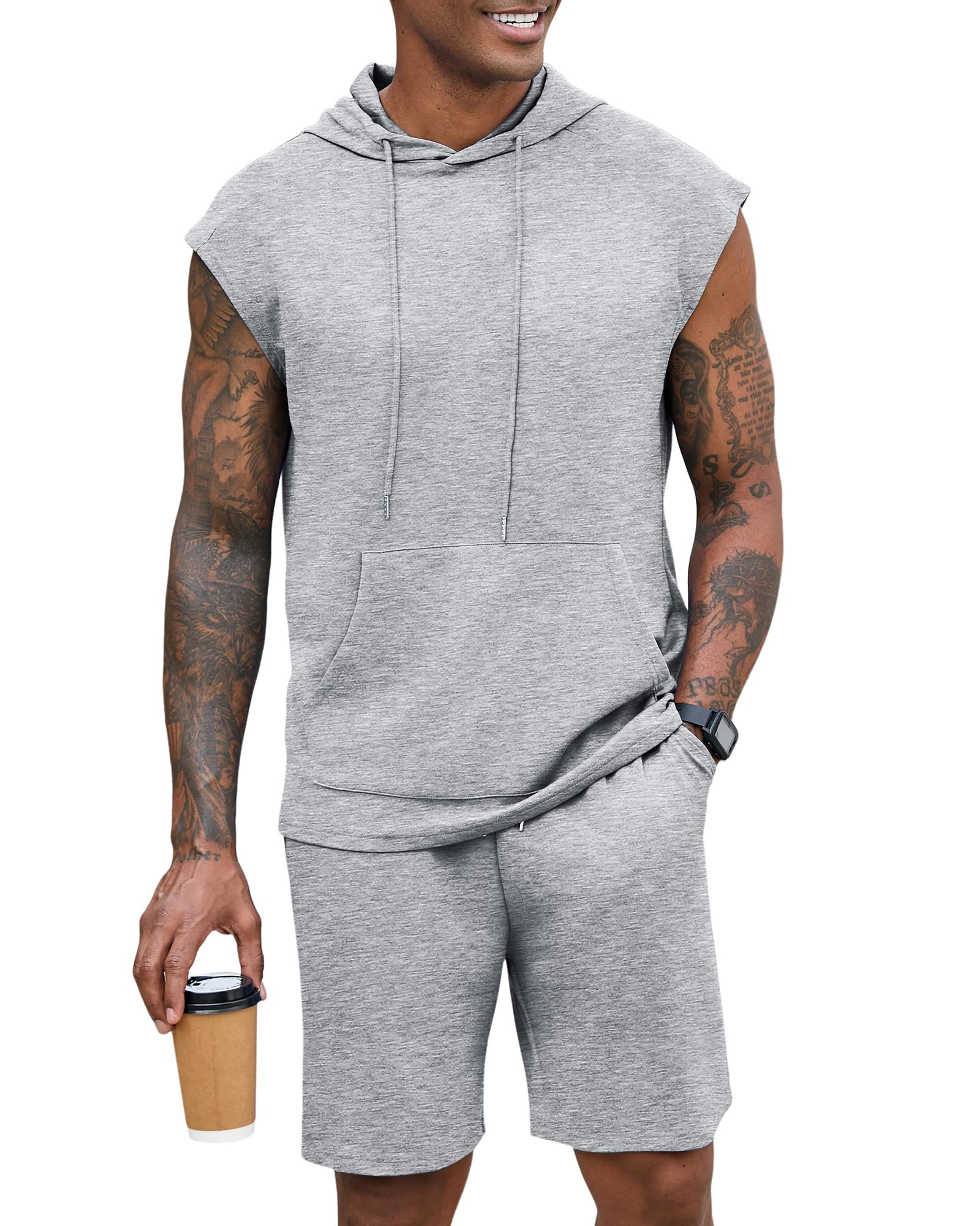 Sleeveless Gym Hoodie Set