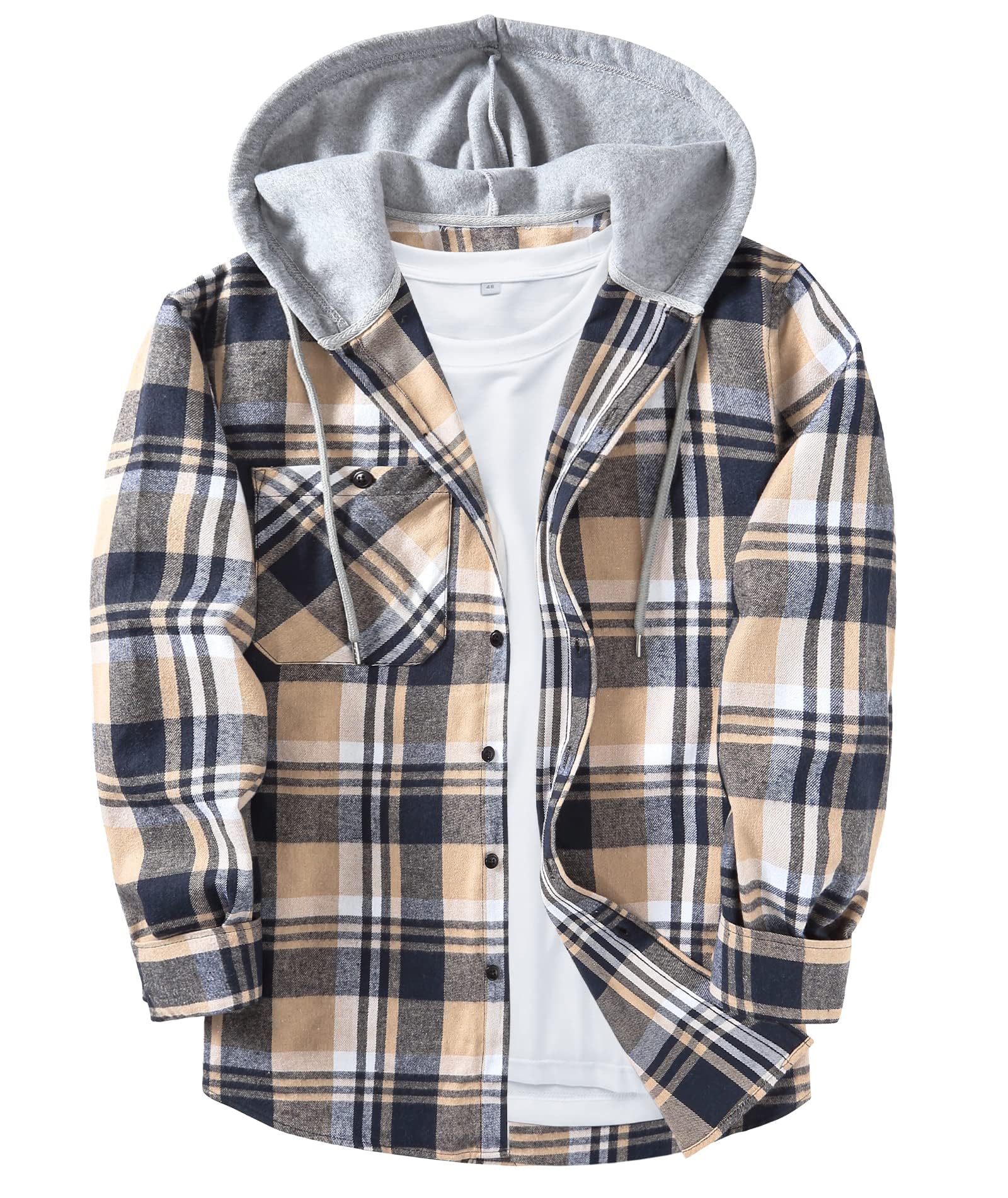 Plaid Hooded Shirt Jacket