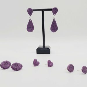 Unique purple swirly polymer clay earring studs