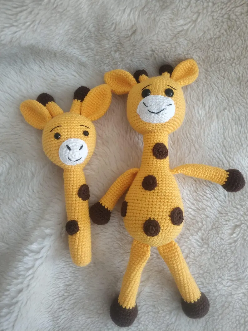 Amigurumi Giraffe and Rattle, Newborn gift