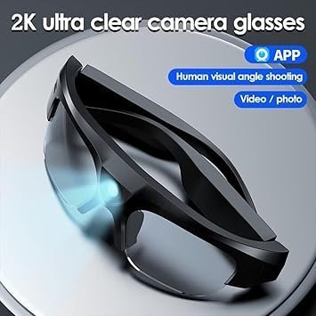 4K Camera Glasses,2025 AI Smart Sunglasses with 256GB Memory Card Video Glasses with UV Protection for Outdoor Activities &Travel Sports &Action Video- XV16 Black&Transparent Lens Included