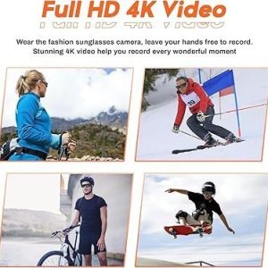 Camera Sunglasses 4K HD Video Glasses Sport Camera Shooting Glasses for Cycling, Camping, Driving, Hunting, Skateboarding, Traveling(included 32G SD Card)